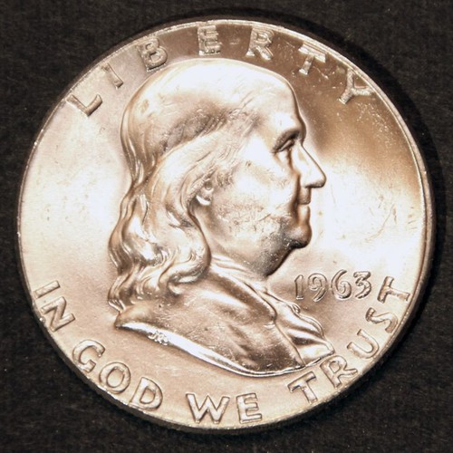 Silver half dollar franklin - us,